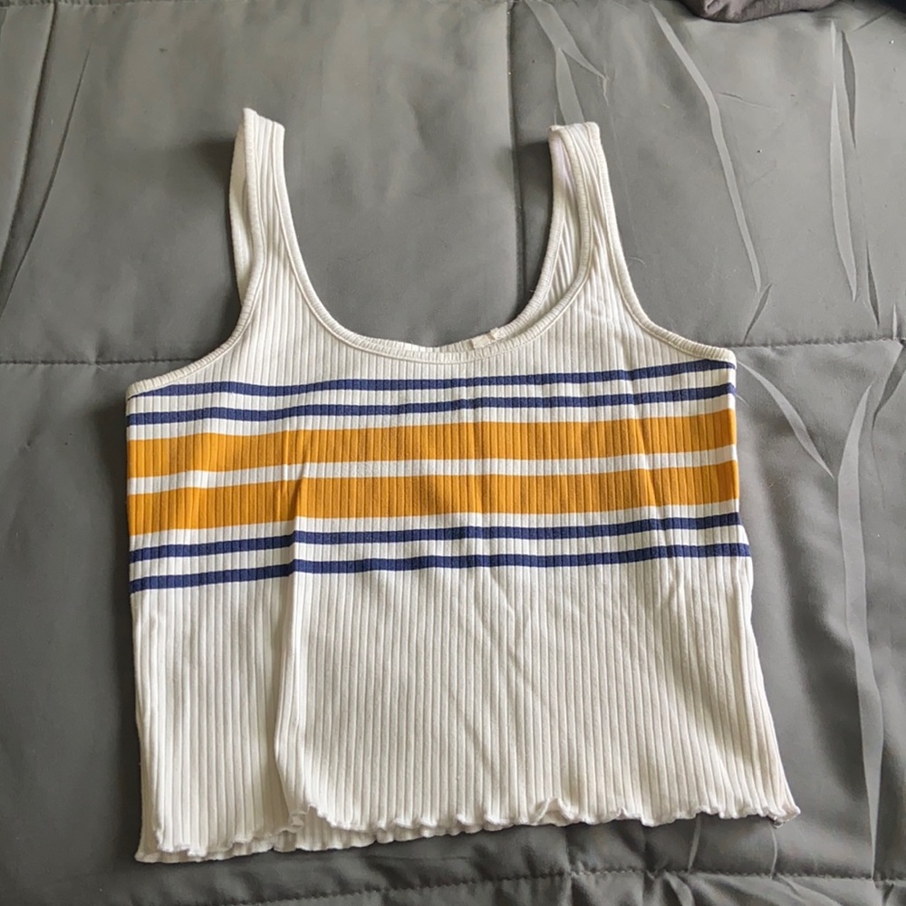 tank top with yellow/blue stripes